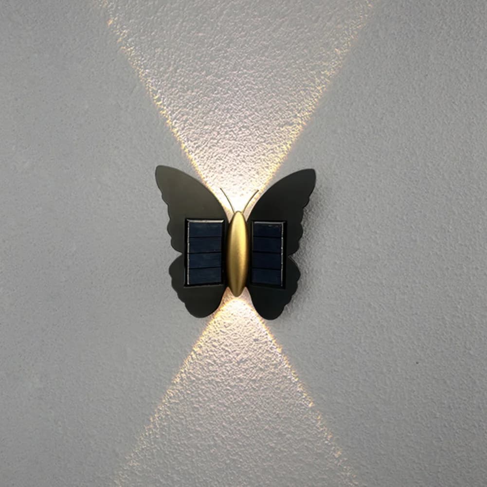 Solar Powered Butterfly Shaped LED Outdoor Wall Light
