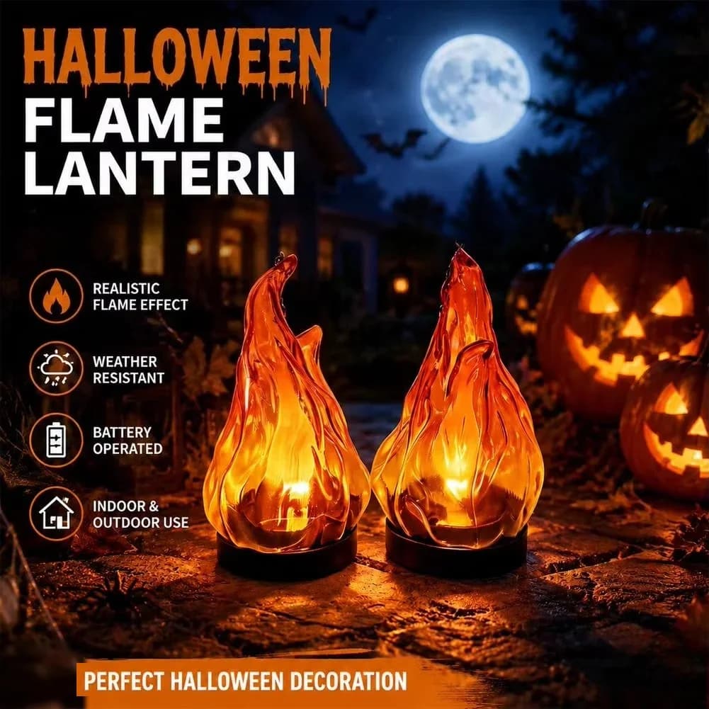 Plastic Flame Shape Solar Garden Lantern for Yard and Courtyard