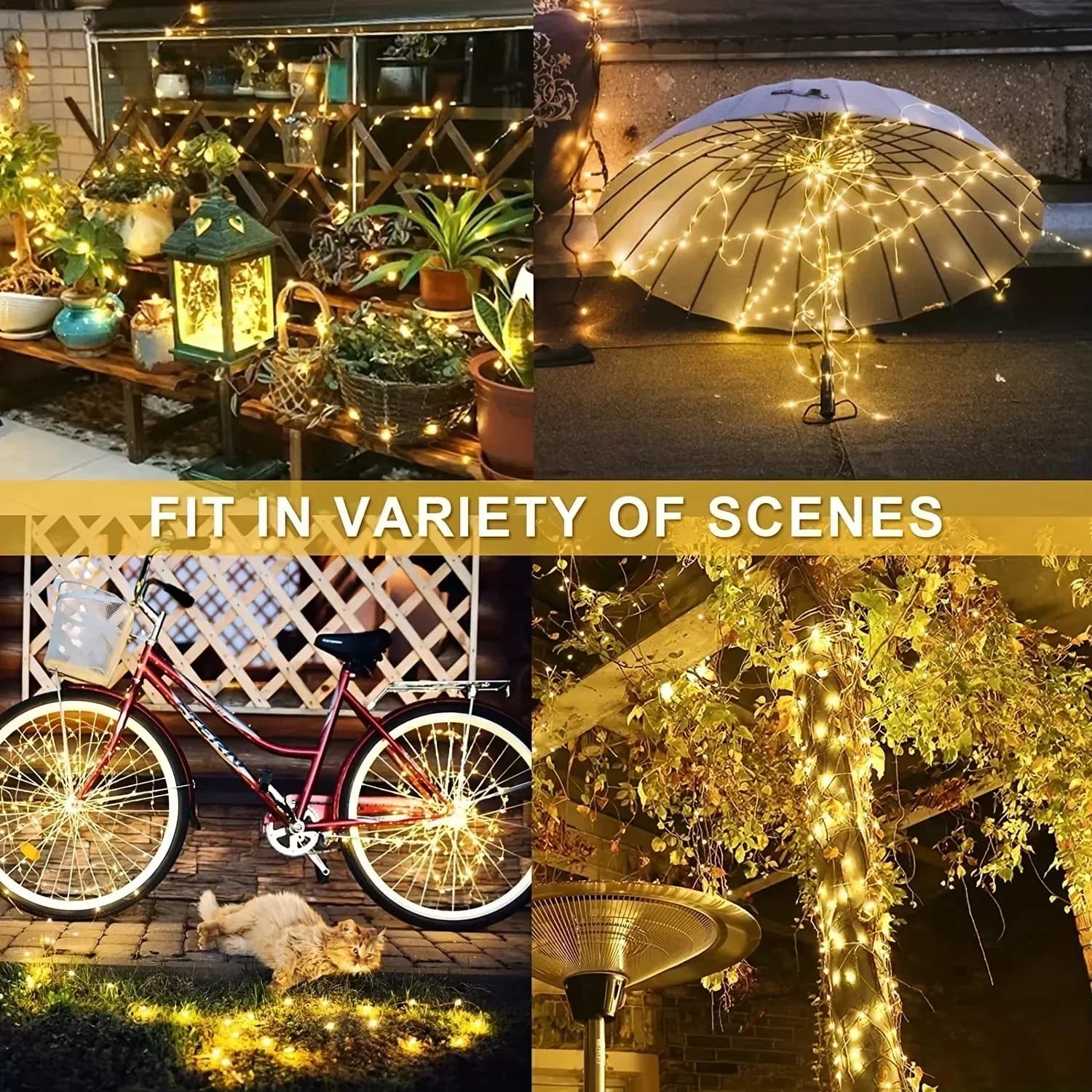 Solar Remote Control Warm White Copper Wire String Lights