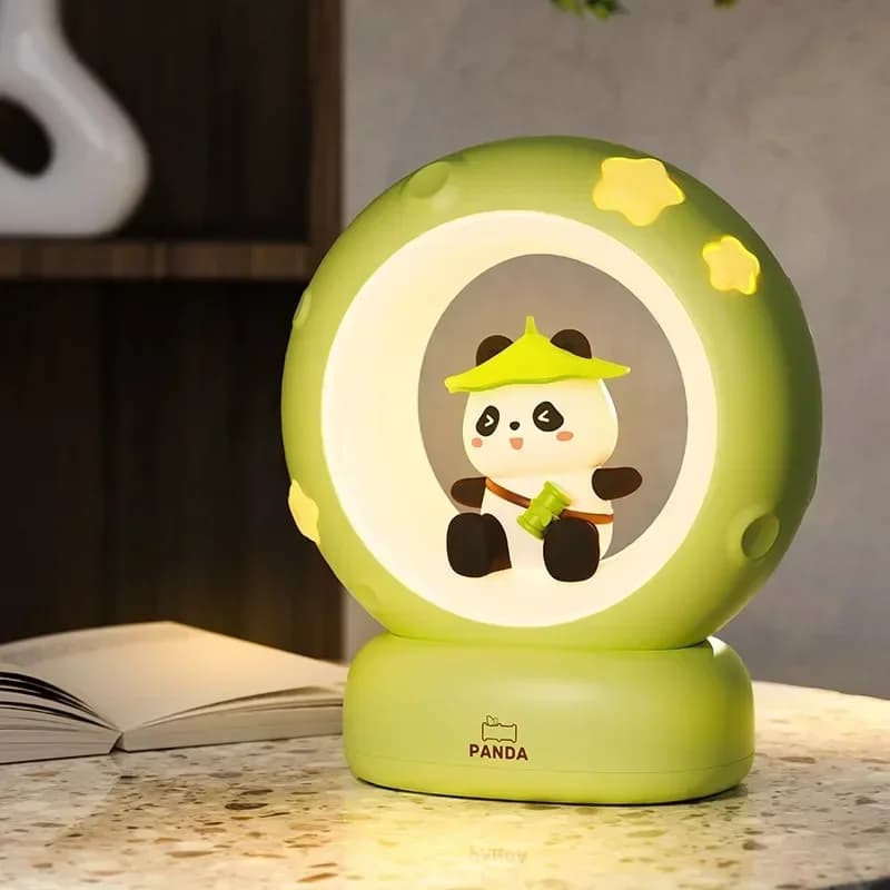 Cute Panda Moon and Star Rechargeable Table Lamp