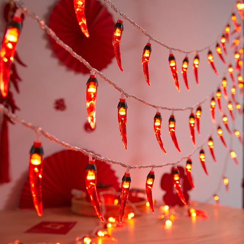 Red Chili LED String Lights USB or Battery Operated