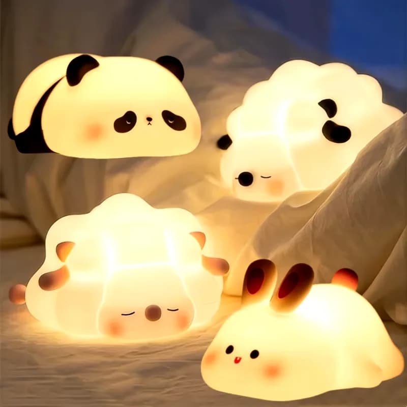 Cute Silicone Animal Night Light, USB Rechargeable