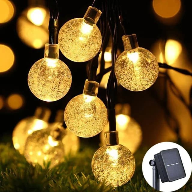 Solar Powered Waterproof LED Bubble Ball String Lights