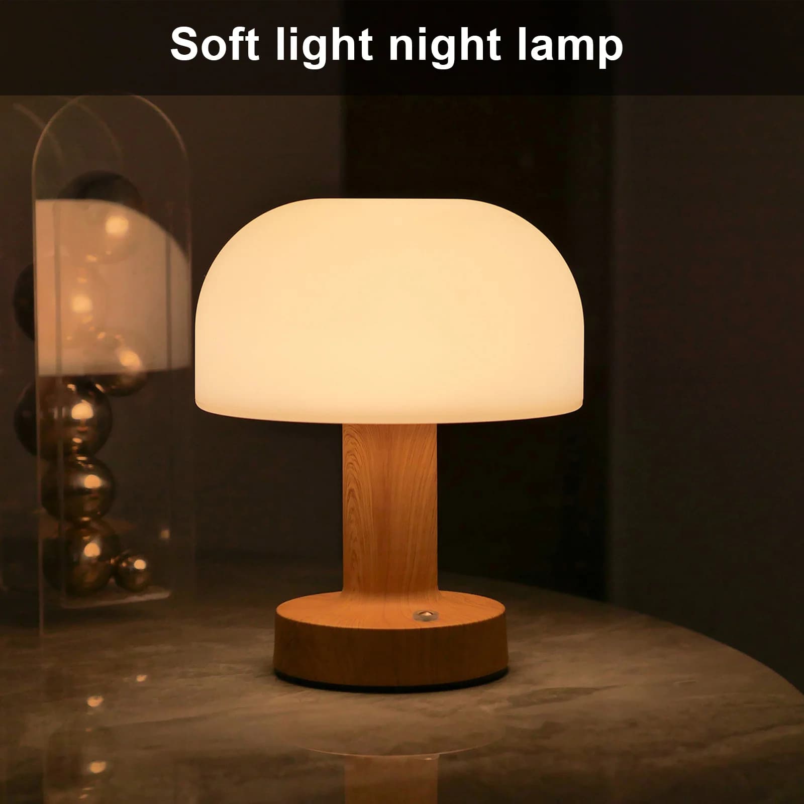 Modern Mushroom Style LED Table Lamp, USB Rechargeable Touch