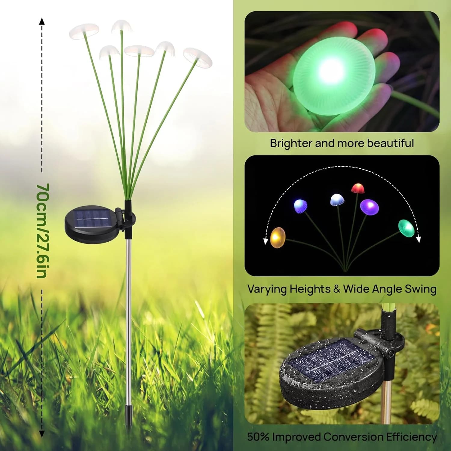 Solar LED Mushroom Garden Light, Waterproof