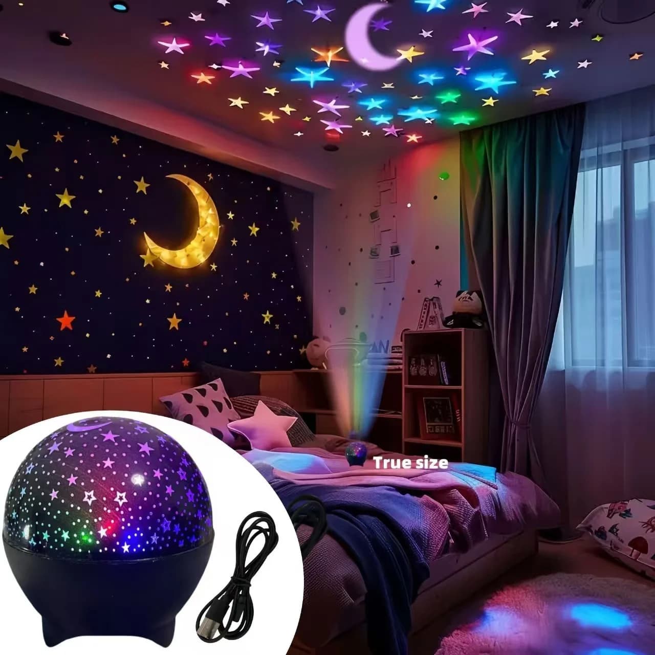 Mini Star Aurora Projector, 7 Color Modes USB LED Night Light