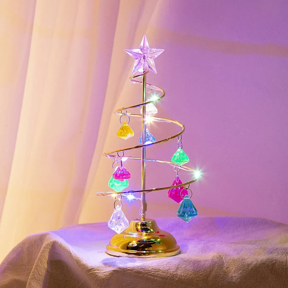 Electroplated Iron LED Crystal Christmas Tree Light