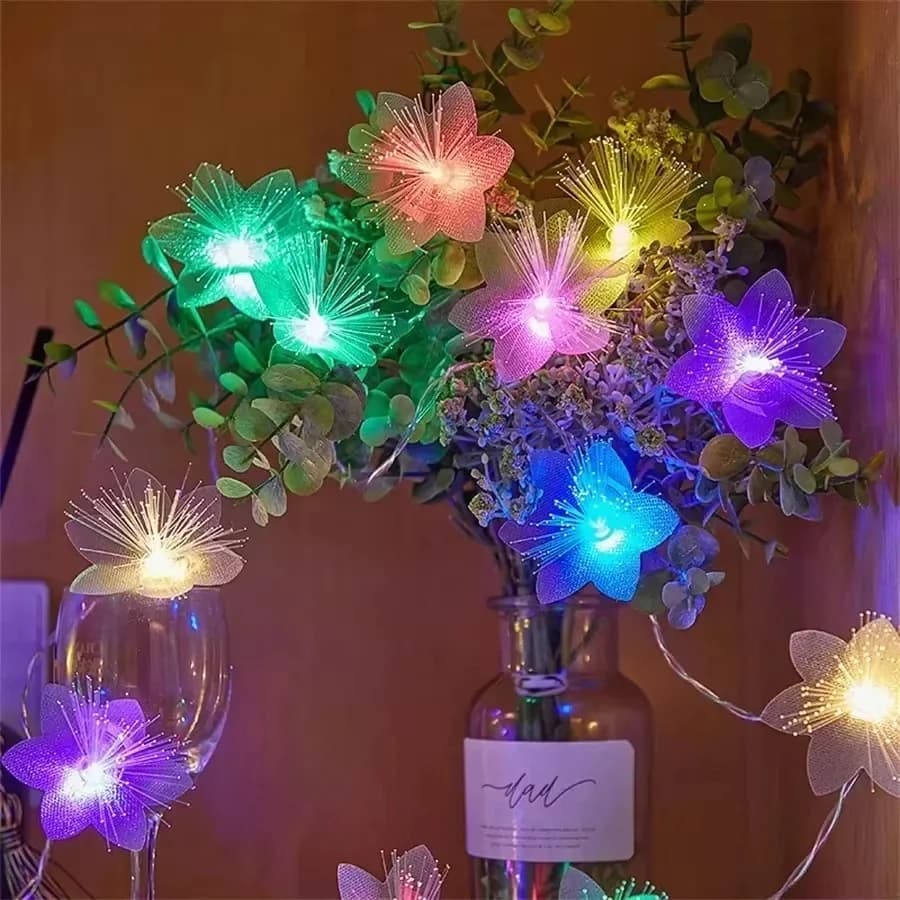 Battery Operated LED Fiber Optic Flower String Lights