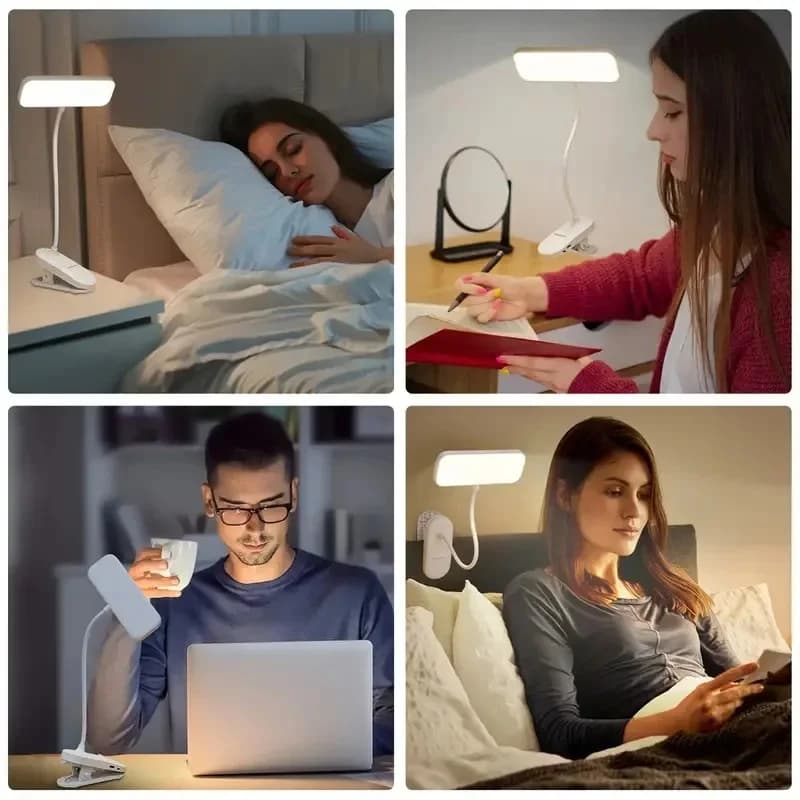 USB Rechargeable Clip-On LED Reading Light, 3 Colors