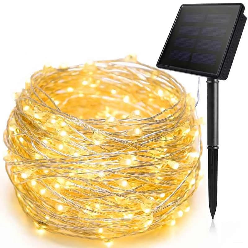 100 LED Solar Copper Wire String Lights, Waterproof Outdoor