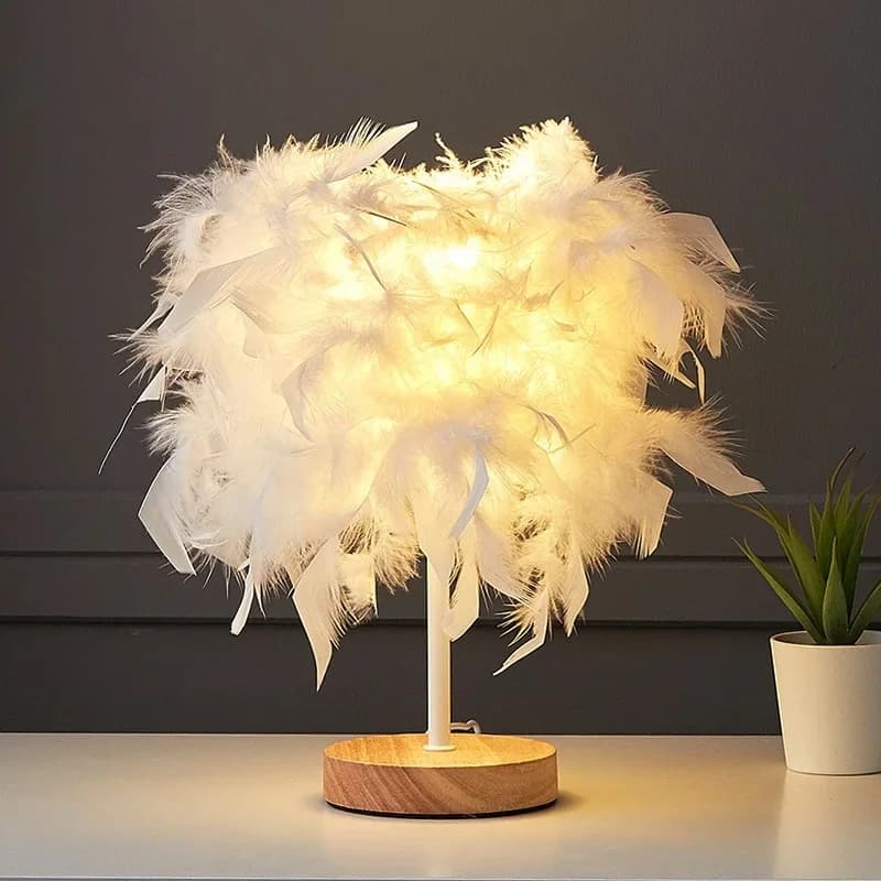 USB Powered Feather Ambient Night Light Table Lamp
