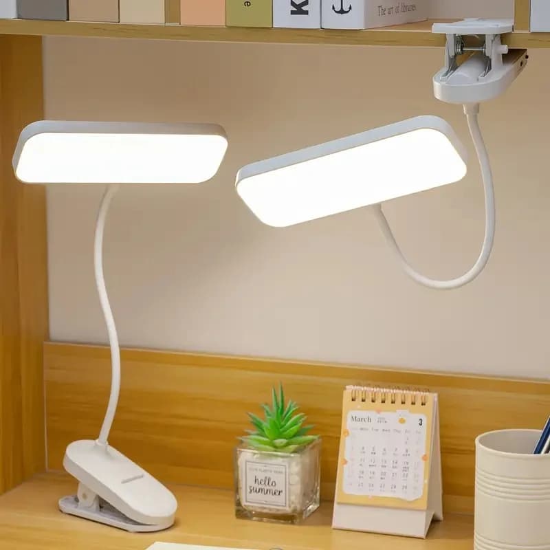 USB Rechargeable Clip-On LED Desk Lamp, Dimmable