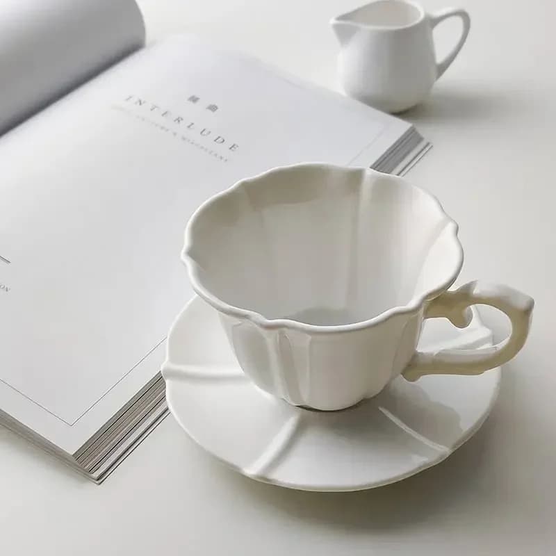 Nordic Bone China Coffee Cup and Saucer Set, 250ml
