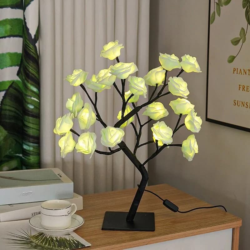 24-LED Rose Tree Table Lamp, USB Powered Multicolor