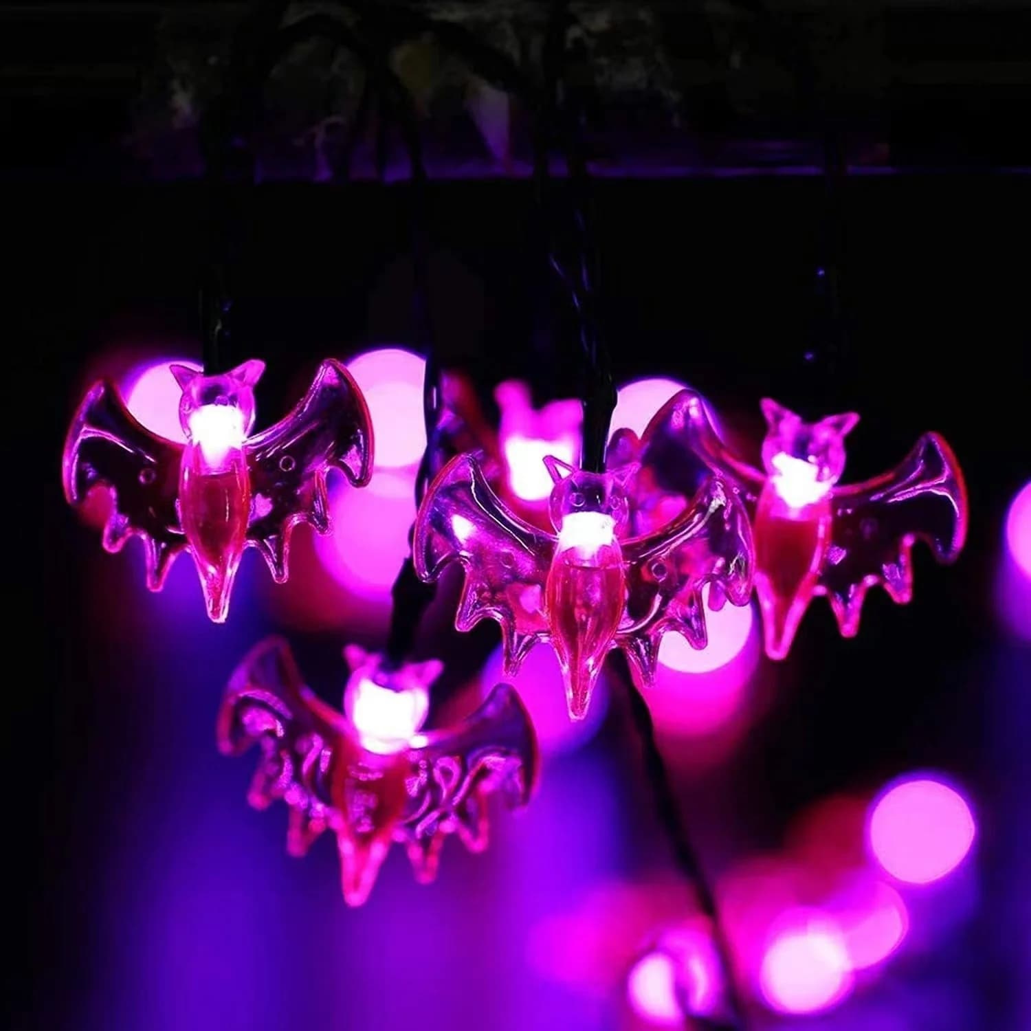 Battery Powered Purple Bat Fairy Lights for Holiday Decor