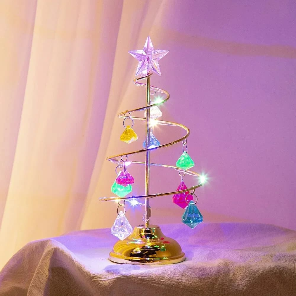 Electroplated Iron LED Crystal Christmas Tree Lamp