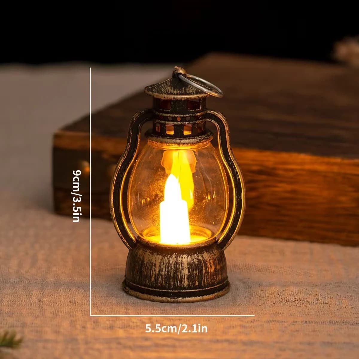 Retro Mini LED Lantern Candle Night Light with Warm Glow