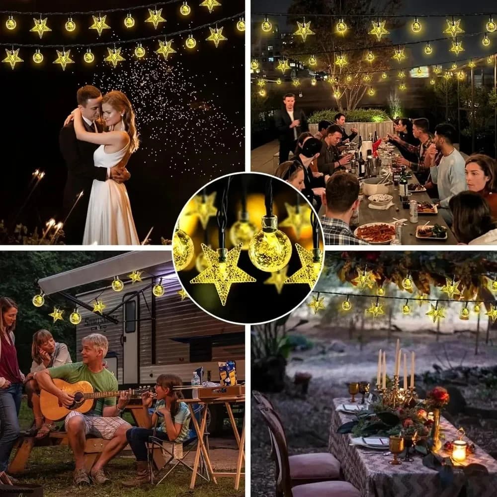 Outdoor Solar Star Ball Globe String Lights, Multicolor