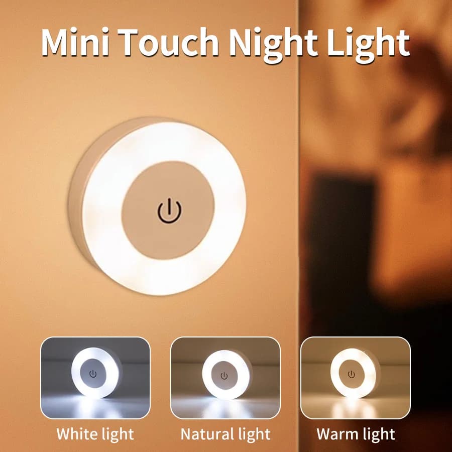 Dimmable Rechargeable LED Wall Light, Touch Control, 3 Color Modes